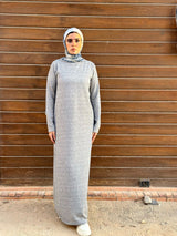 Ribbed Basic Dress-Grey