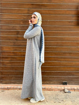 Ribbed Basic Dress-Grey