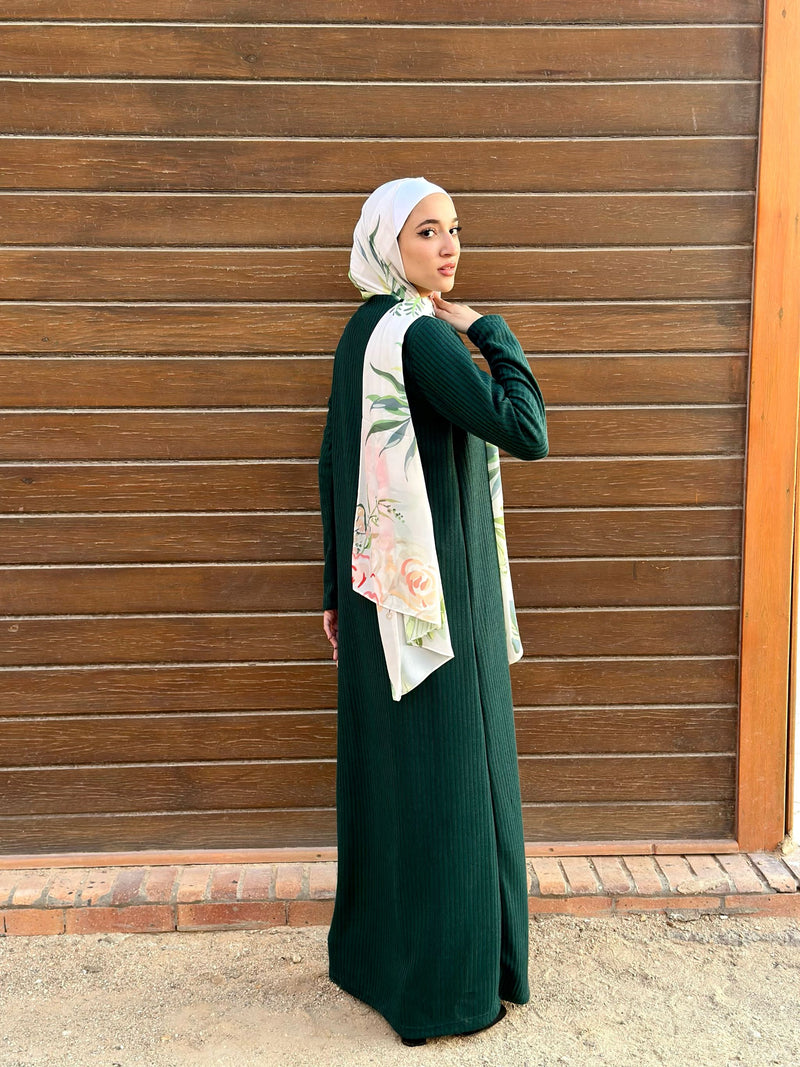 Ribbed Basic Dress-Teal