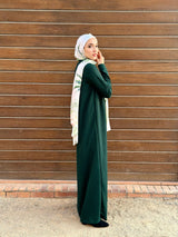 Ribbed Basic Dress-Teal