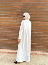 Ribbed Basic Dress-White