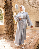 Shimmer Belted Kaftan-Silver