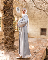 Shimmer Belted Kaftan-Silver