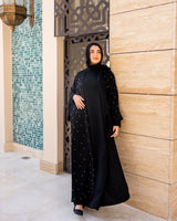 Silver Pearls Abaya-Black