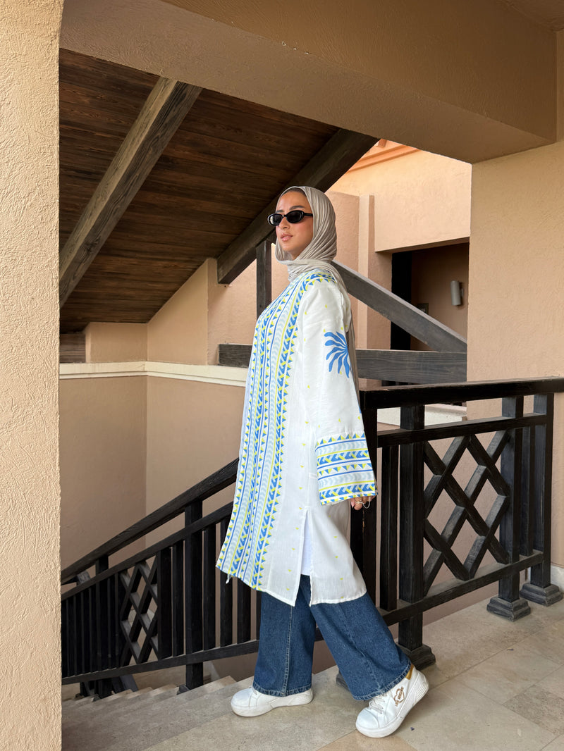 Palms Linen Cardigan - White