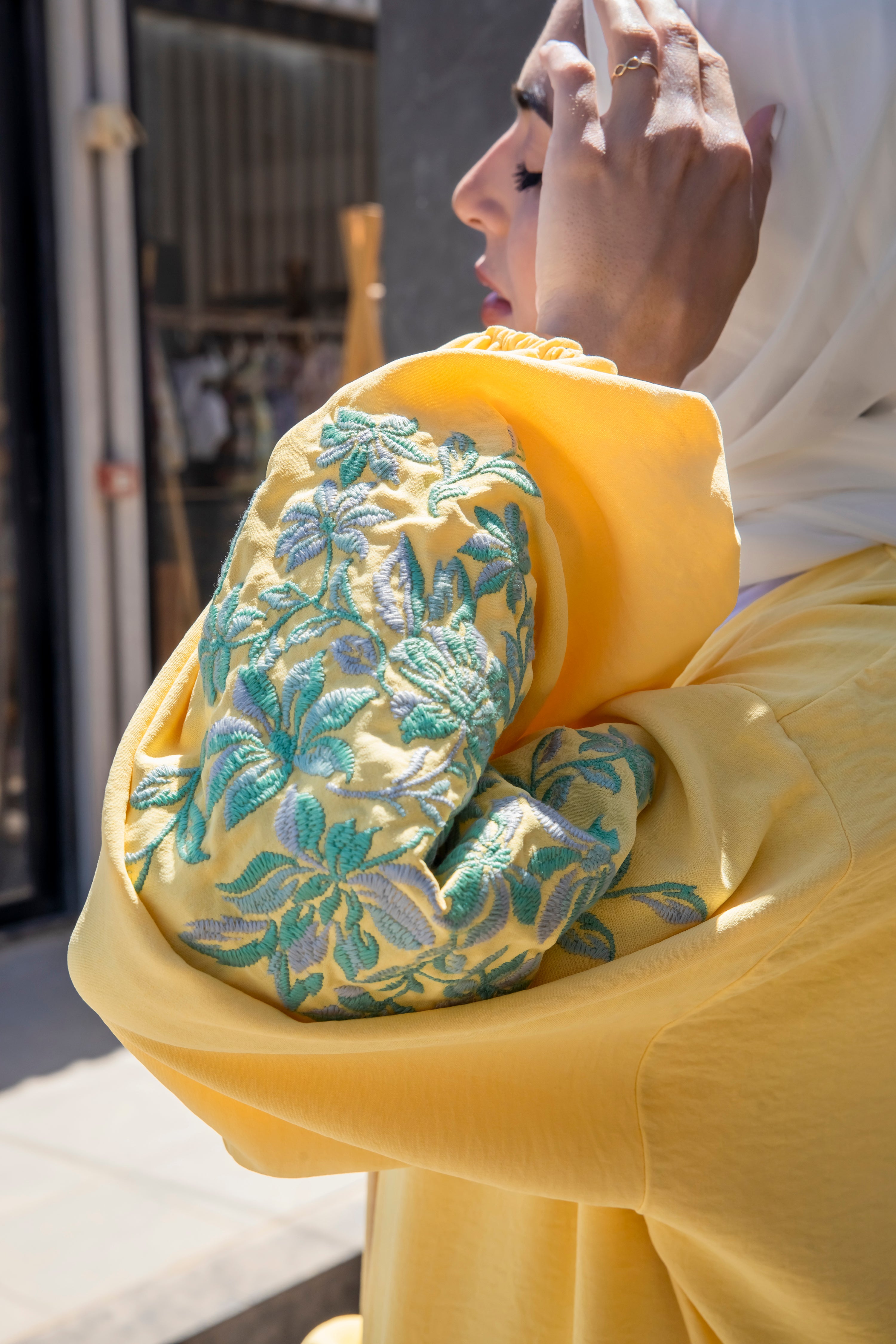 Basic Embroidered Cardigan-Yellow