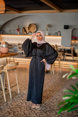 Knot Satin Dress-Black