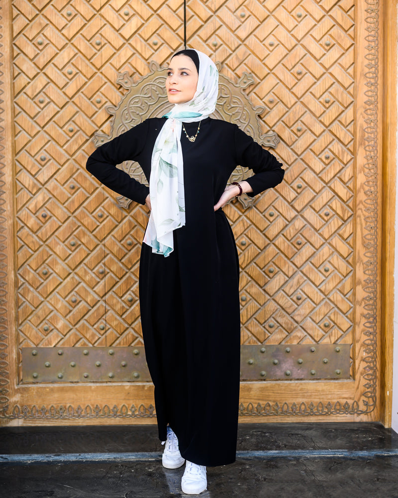Summer Basic Sleeves Dress-Black