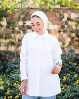 Short Poplin Shirt-White