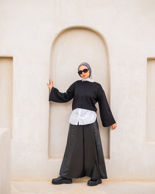Felt Crop Top-Black
