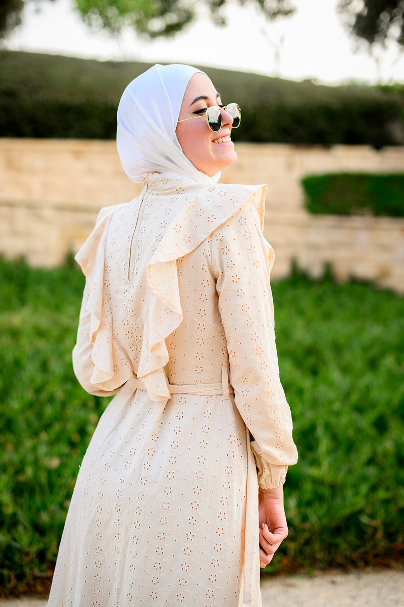 Angel Ruffles Dress - Beige