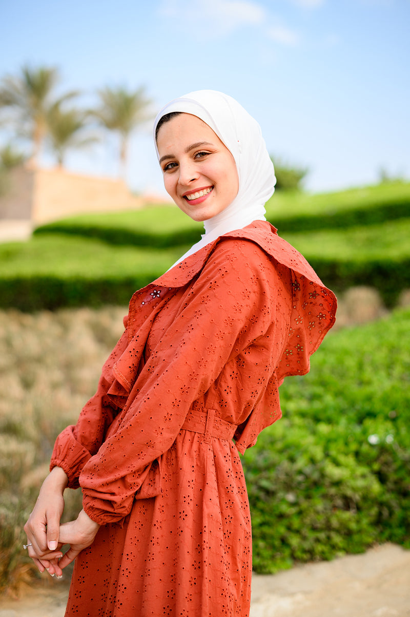 orange dress with hijab Silk Hijab Styles-25 Ideas How to Wear a Silk Hijab in Style