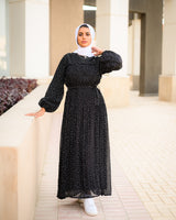 Accordion Dress - Dotted Black