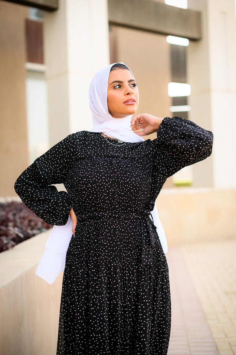 Accordion Dress - Dotted Black