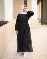 Accordion Dress - Dotted Black