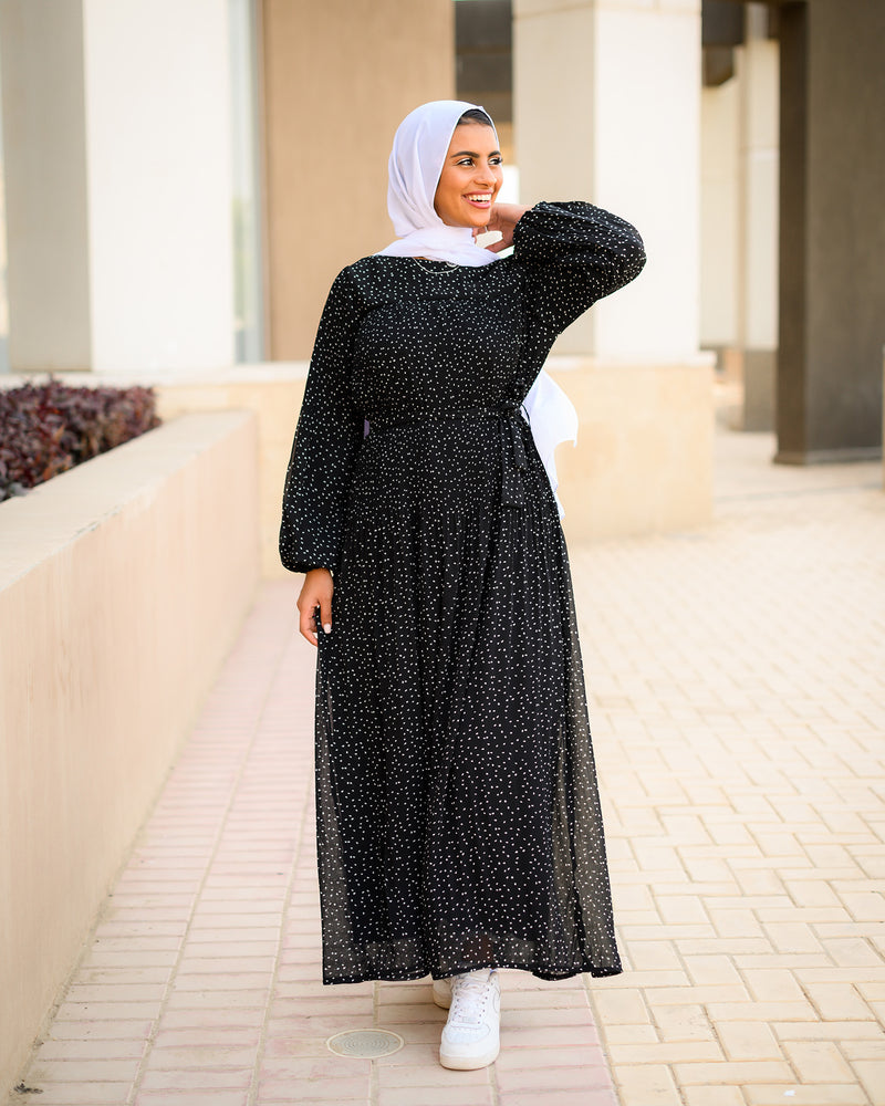 Accordion Dress - Dotted Black