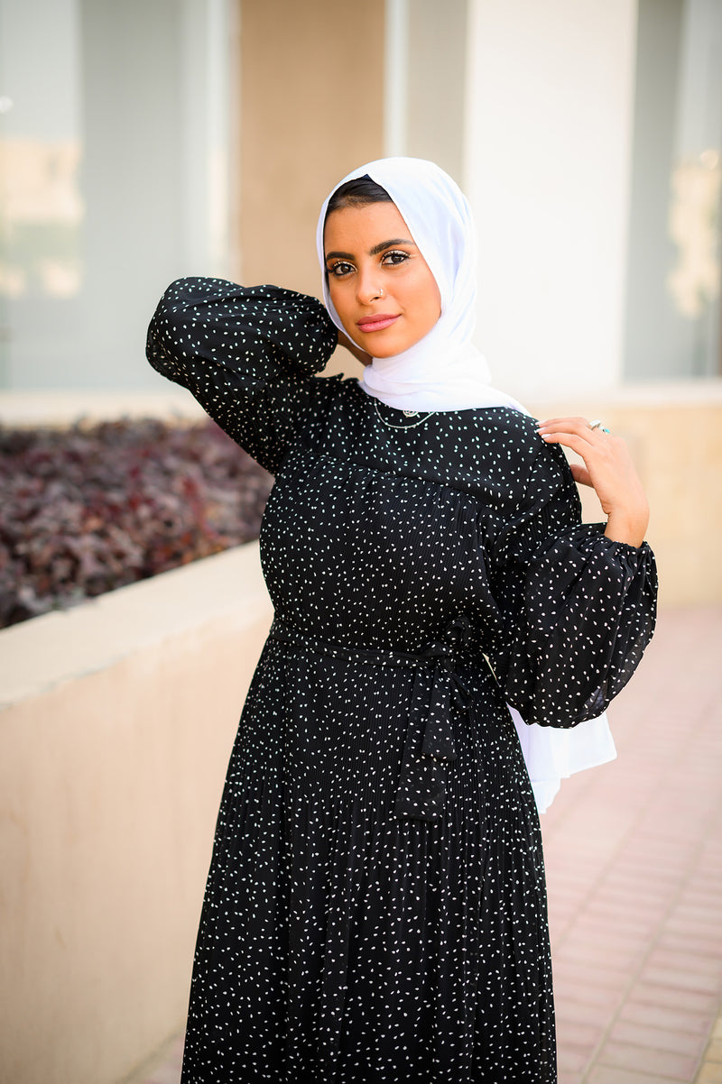 Accordion Dress - Dotted Black