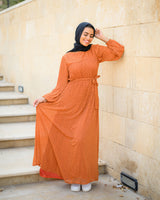 Accordion Dress - Dotted Havan