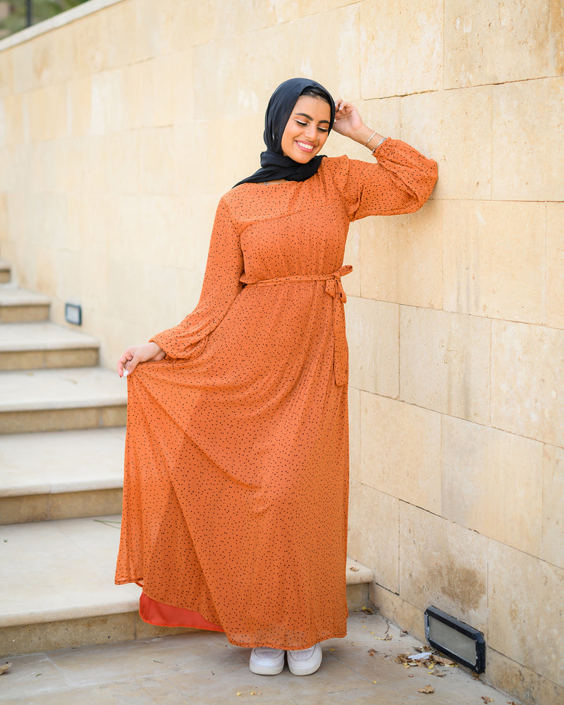 Accordion Dress - Dotted Havan