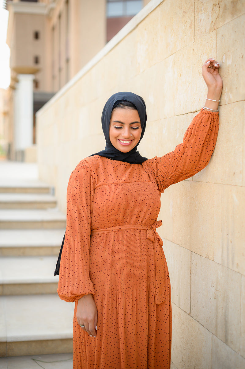 Accordion Dress - Dotted Havan