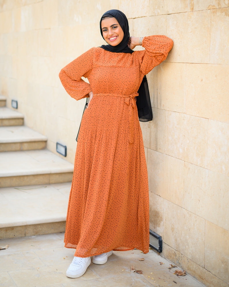 Accordion Dress - Dotted Havan