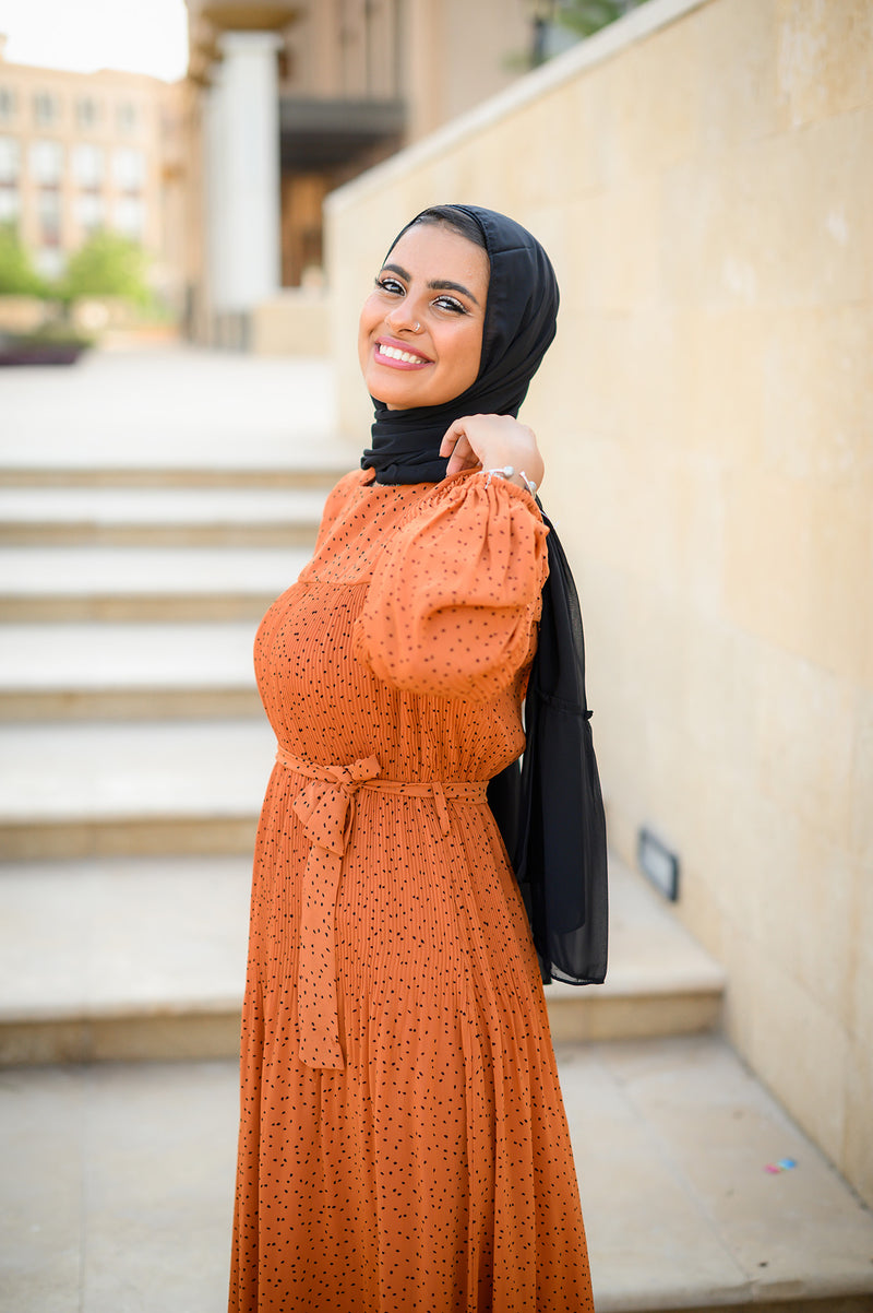 Accordion Dress - Dotted Havan