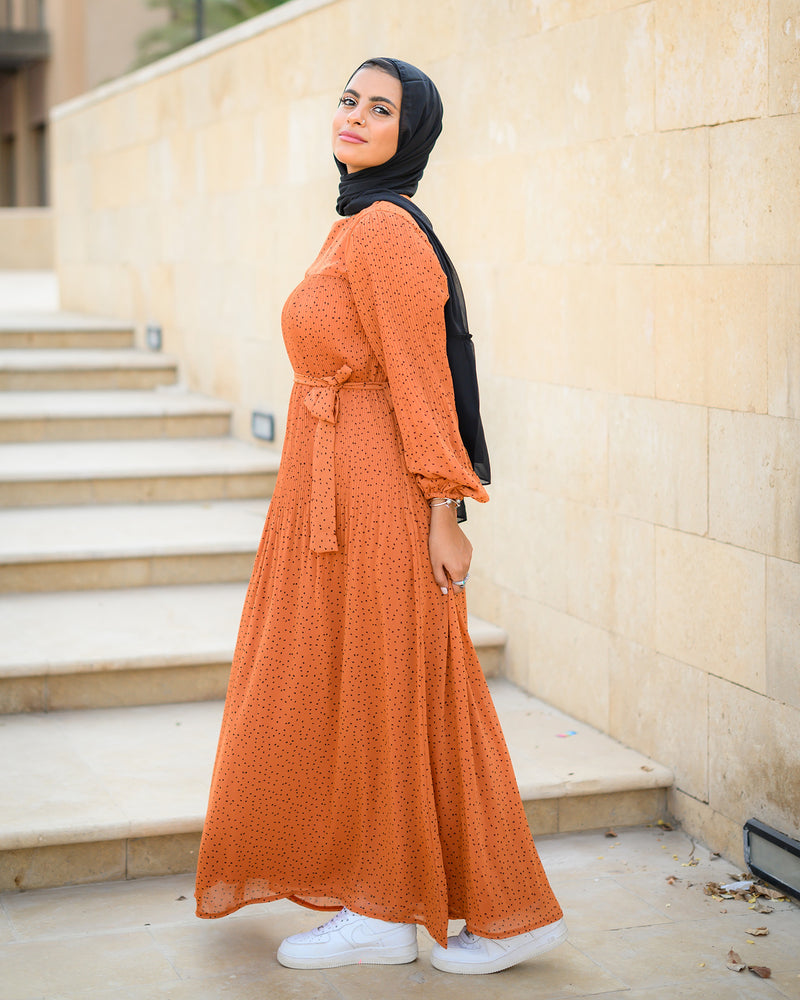 Accordion Dress - Dotted Havan