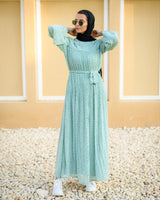 Accordion Dress - Dotted Mint
