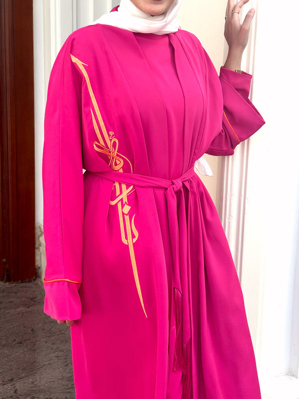 Arabic Embroidered Kaftan-Fuchsia