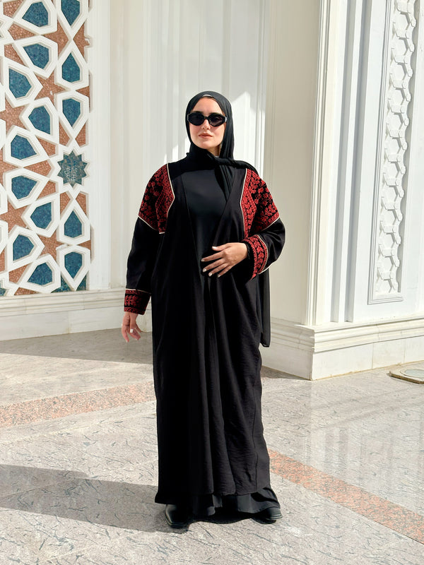 Cross Stitch Abaya-Red