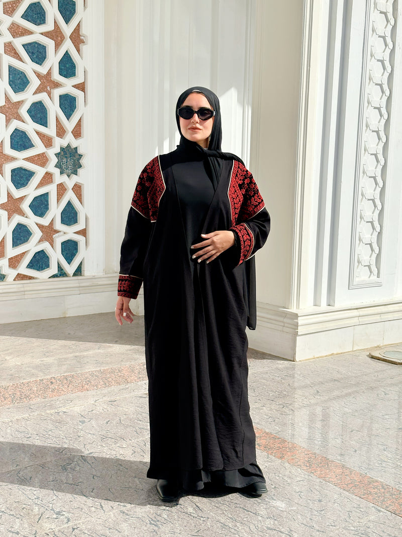 Cross Stitch Abaya-Red