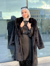 Faux Fur Coat-Black