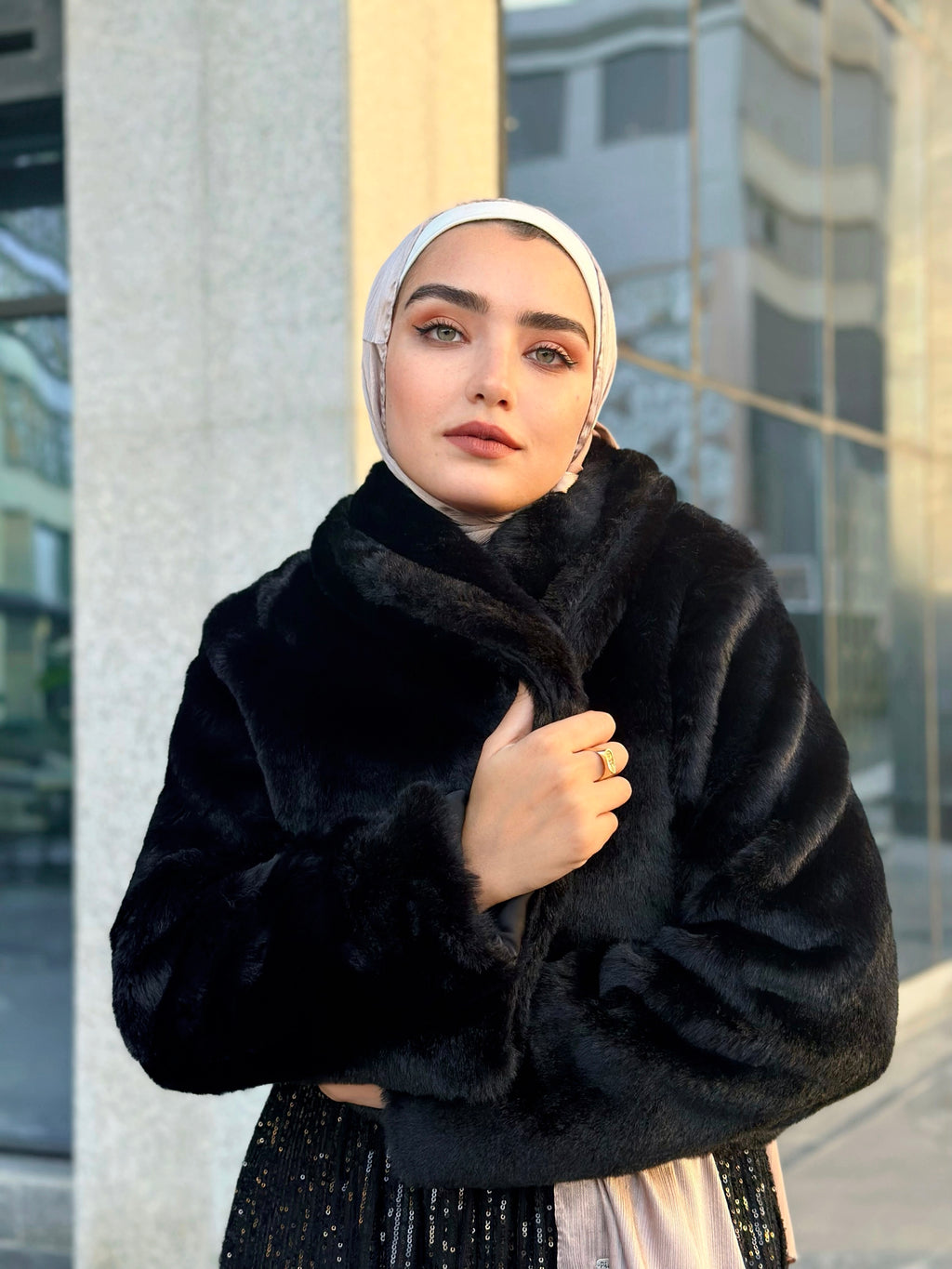Crop Faux Fur JacketBlack Hijab Boutique